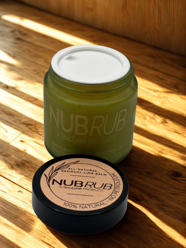 NubRub all-natural residual limb balm for prosthetic liner wear
