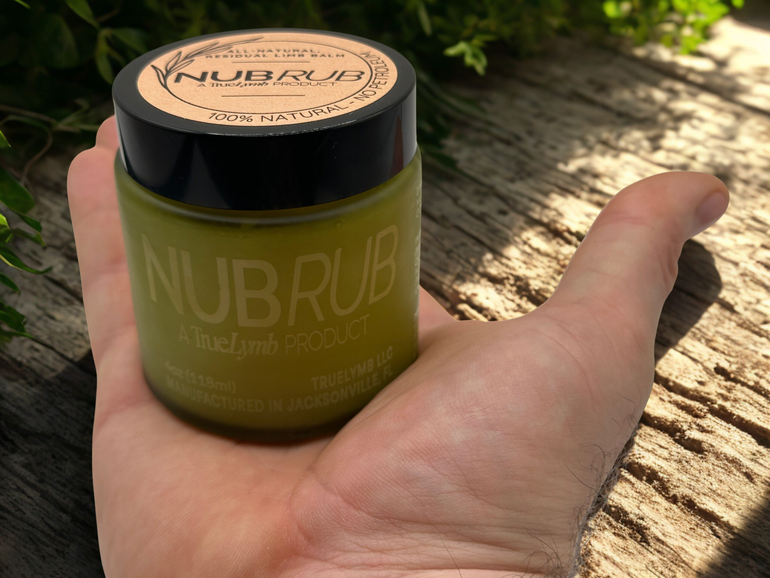 NubRub all-natural residual limb balm for prosthetic liner wear